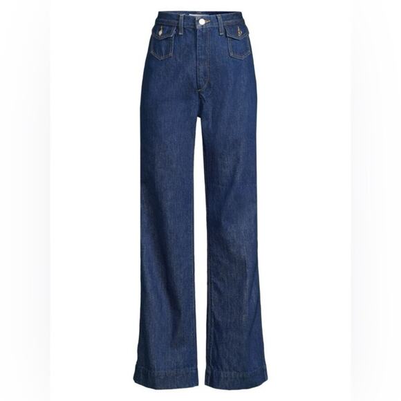 NWT RE/DONE 70's Style Retro pocket Wide Leg Jeans in True Rinse Size 26 - Picture 3 of 10